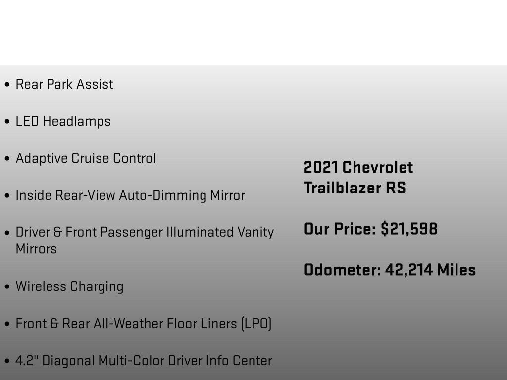 Used 2021 Chevrolet TrailBlazer RS w/ Technology Package image 25