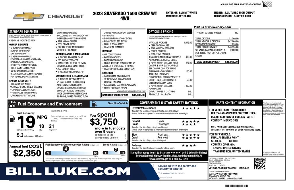 Used 2023 Chevrolet Silverado 1500 W/T w/ WT Value Package