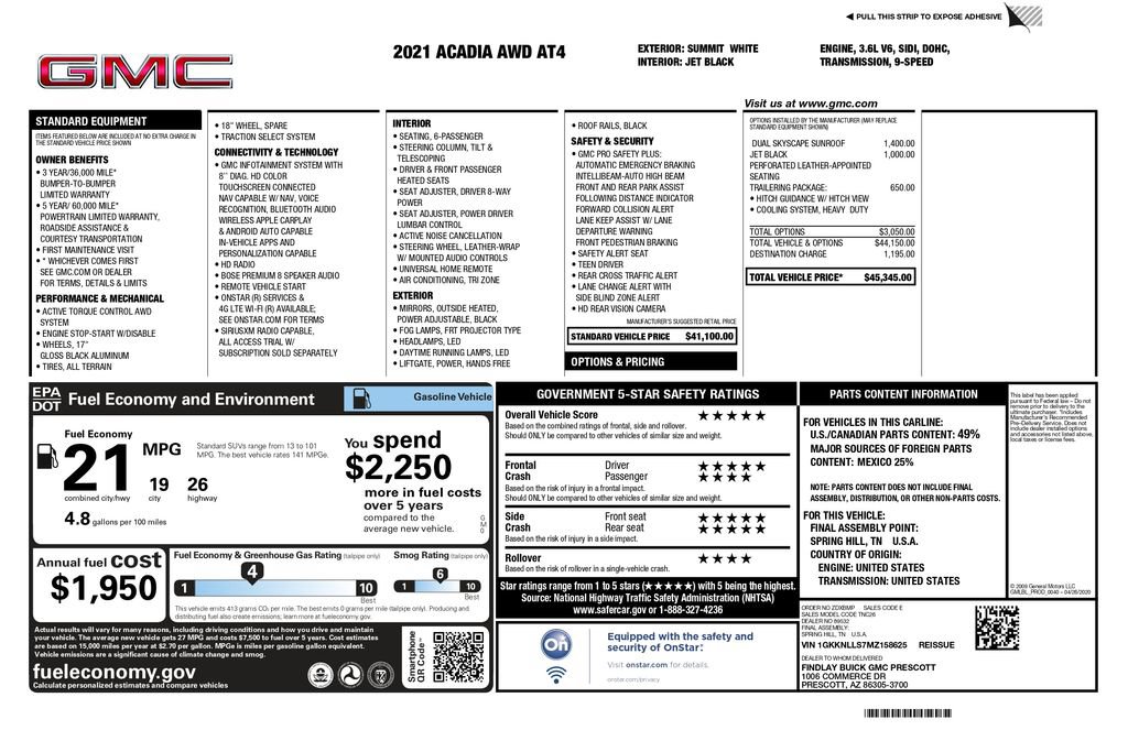 Used 2021 GMC Acadia AT4 w/ Trailering Package AWD/4WD image 2
