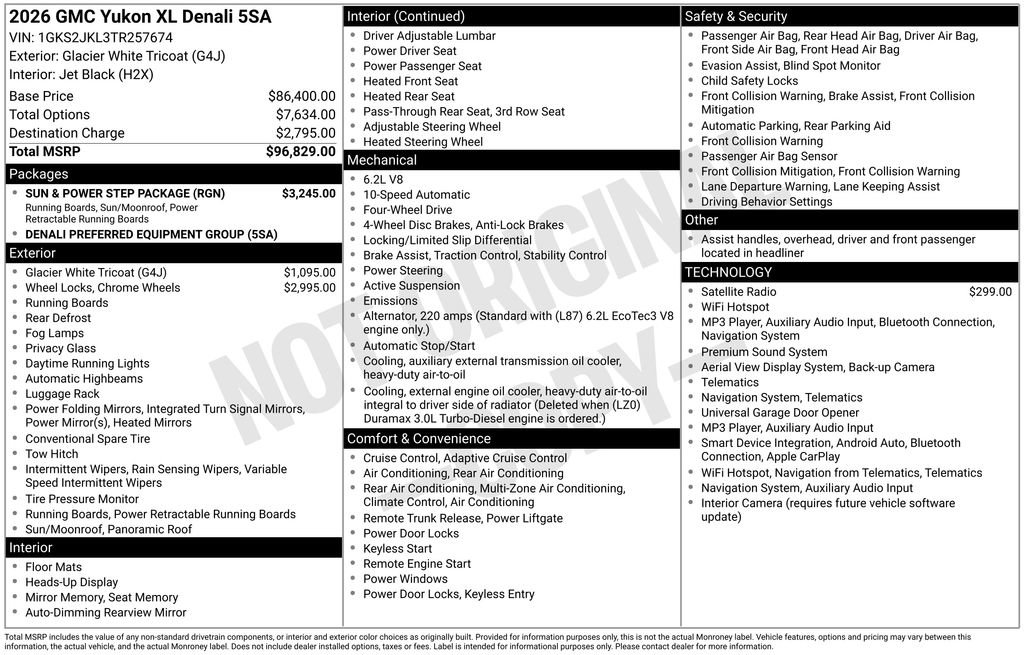 New 2026 GMC Yukon XL Denali w/ Sun & Power Step Package AWD/4WD image 38