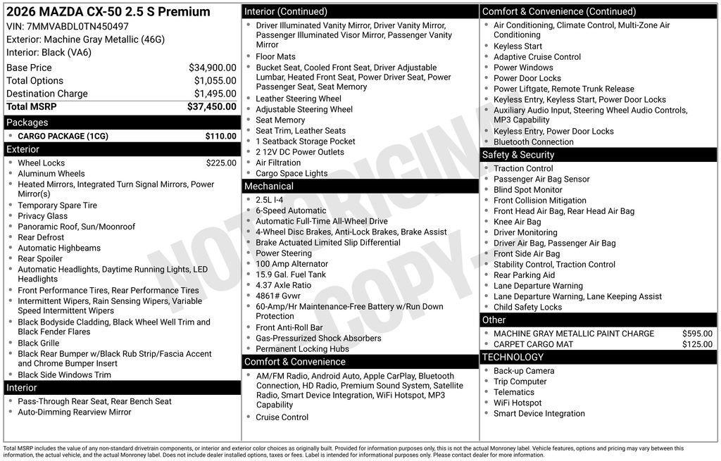 New 2026 MAZDA CX-50 AWD 2.5 S w/ Cargo Package image 33