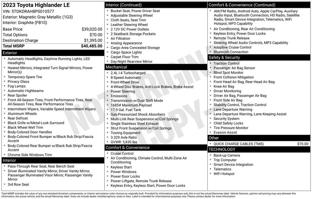 Used 2023 Toyota Highlander LE FWD image 41