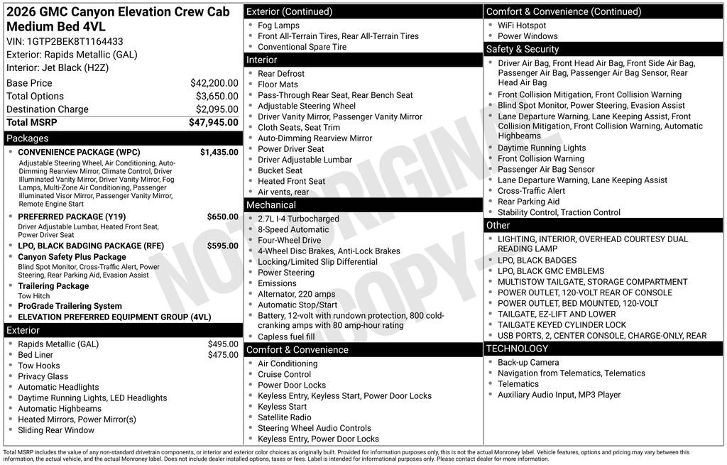 New 2026 GMC Canyon Elevation w/ Convenience Package image 4