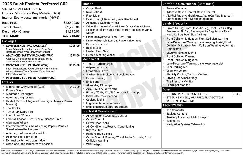 New 2025 Buick Envista Sport Touring w/ Convenience I Package FWD image 6
