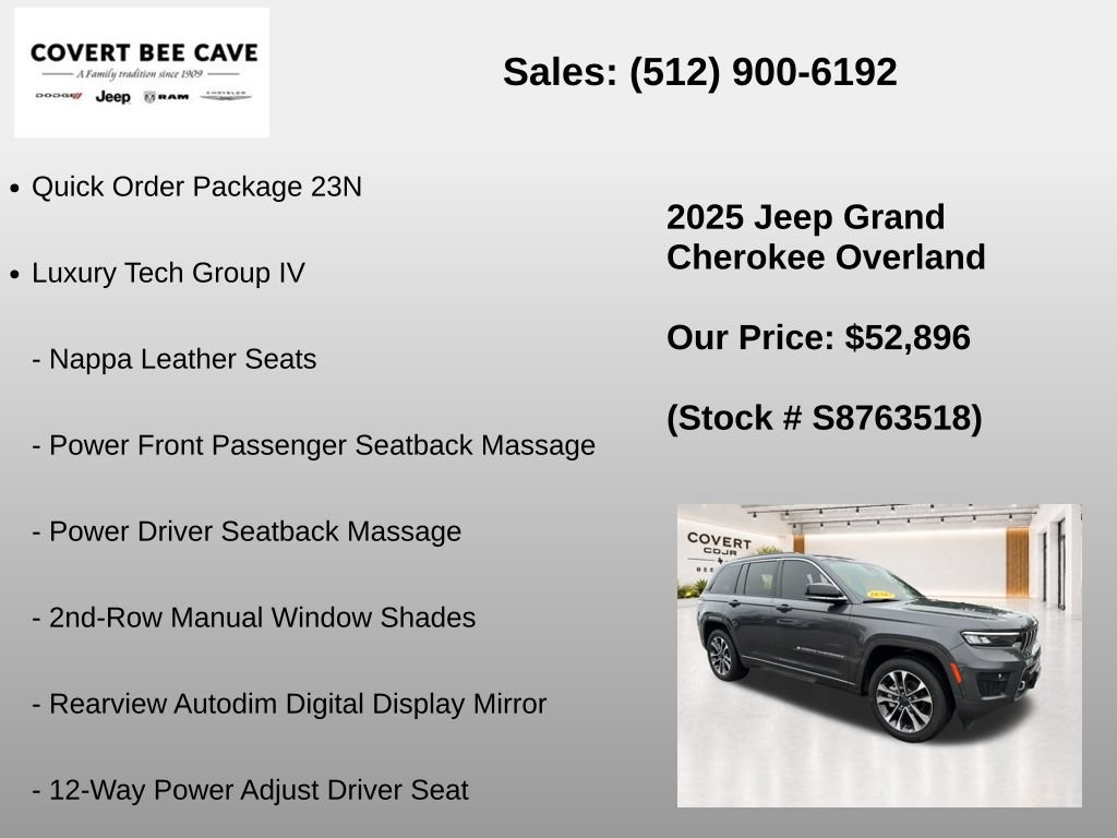 New 2025 Jeep Grand Cherokee Overland w/ Adv Protech Group III AWD/4WD image 7