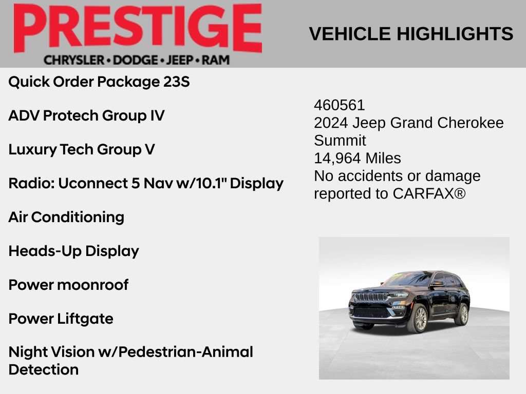 Used 2024 Jeep Grand Cherokee Summit w/ Adv Protech Group IV AWD/4WD image 2