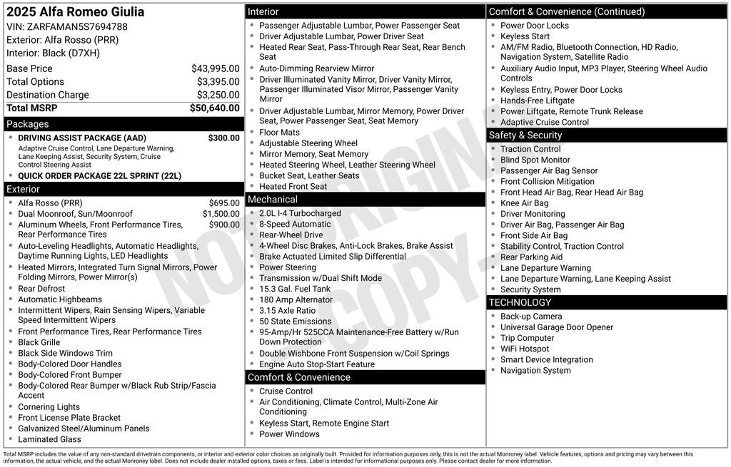 New 2025 Alfa Romeo Giulia w/ Driving Assist Package image 2