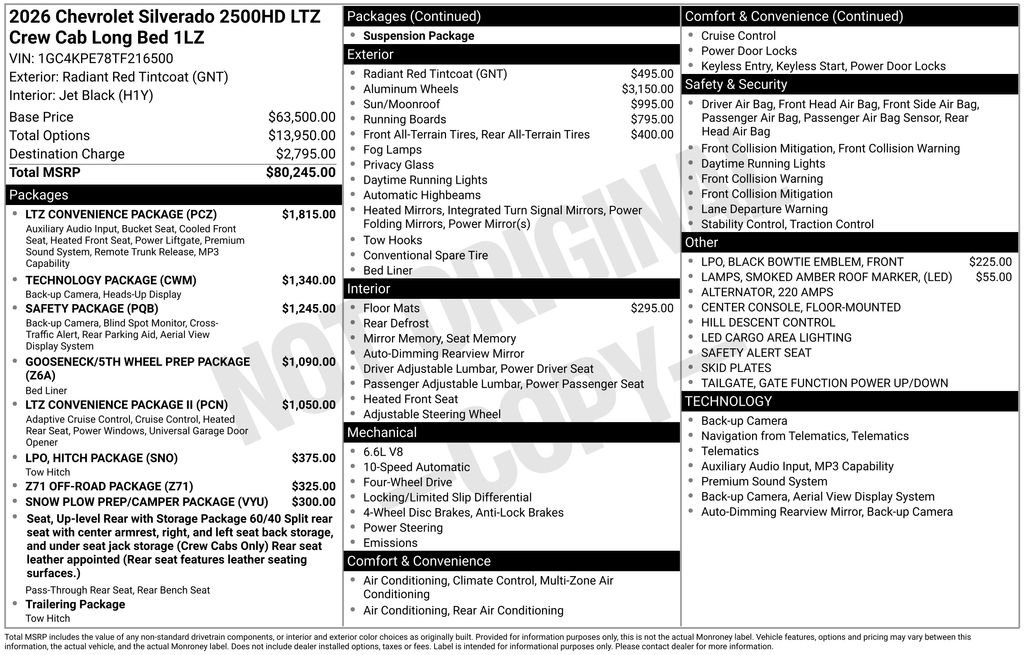 New 2026 Chevrolet Silverado 2500 LTZ w/ LTZ Convenience Package AWD/4WD image 4