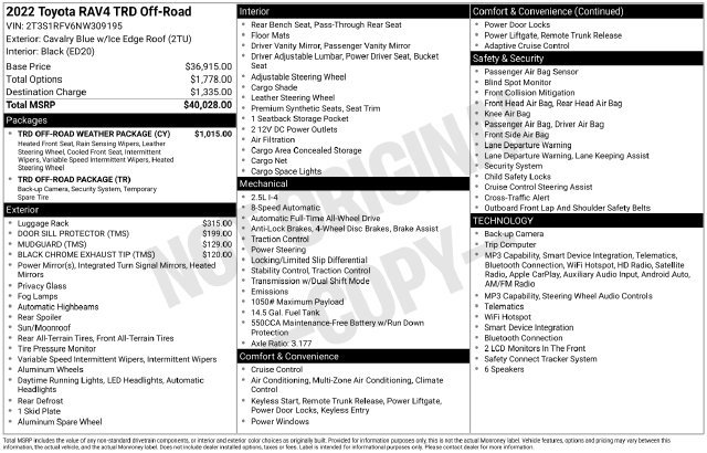 Used 2022 Toyota RAV4 TRD Off-Road w/ TRD Off-Road Weather Package AWD/4WD image 46