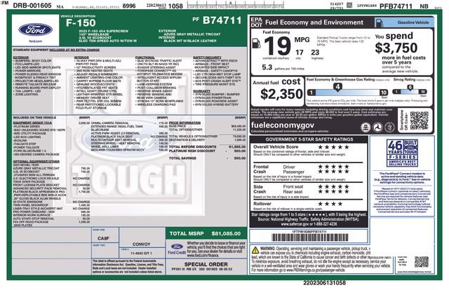 Used 2023 Ford F150 Platinum w/ Equipment Group 701A High AWD/4WD image 31