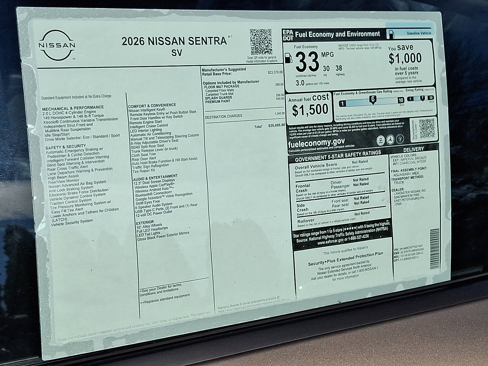 New 2026 Nissan Sentra SV w/ Floor Mat Package image 6