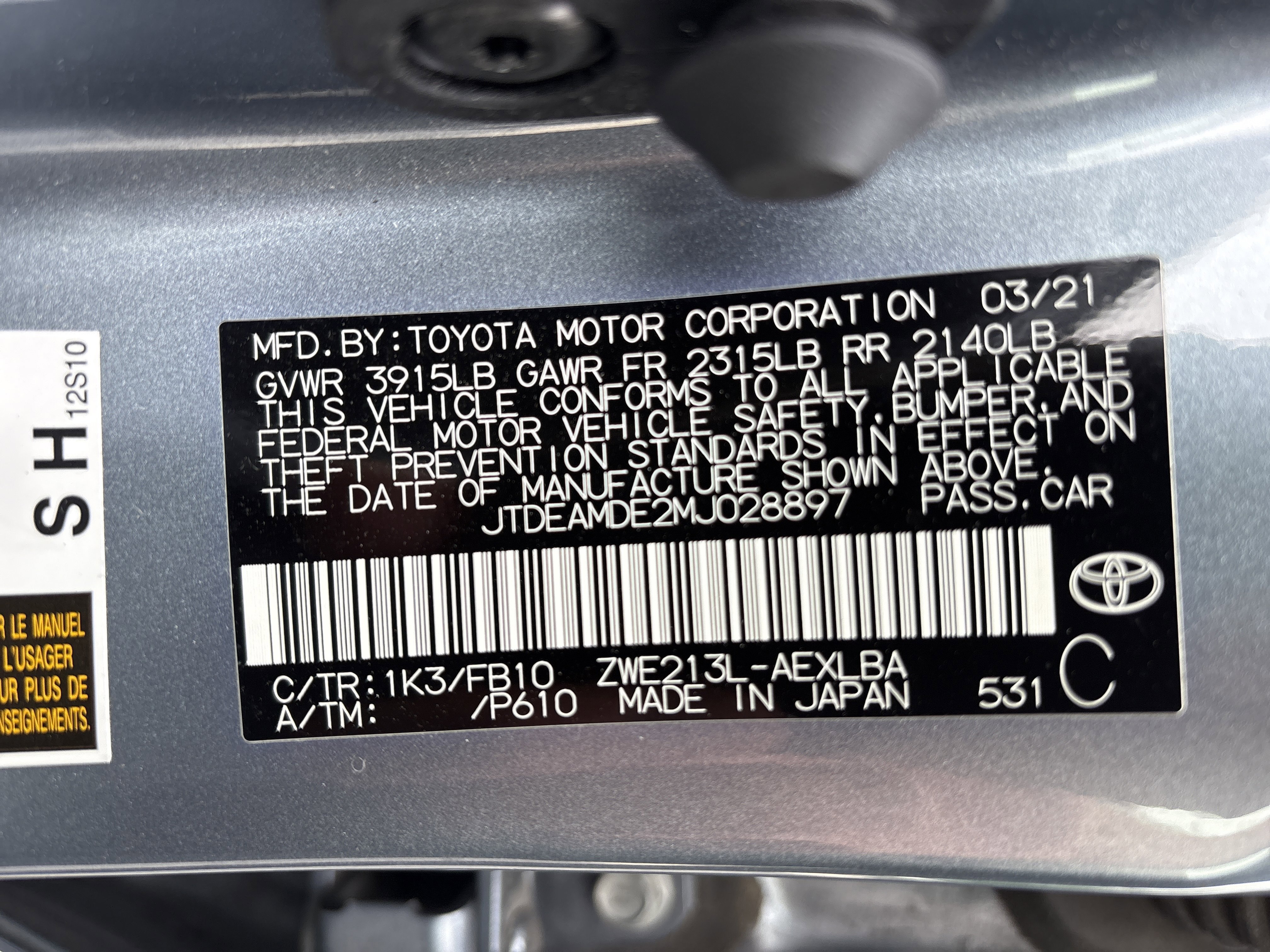 Used 2021 Toyota Corolla LE w/ Carpet Mat Package (TMS) FWD image 5
