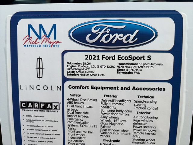 Used 2021 Ford EcoSport S FWD image 34