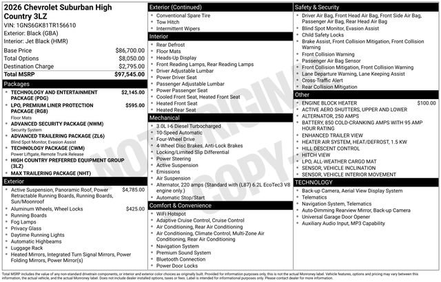 Used 2026 Chevrolet Suburban High Country AWD/4WD image 25