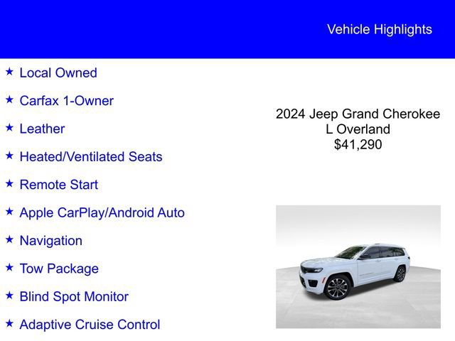 Used 2024 Jeep Grand Cherokee L Overland w/ Trailer Tow Package AWD/4WD image 2