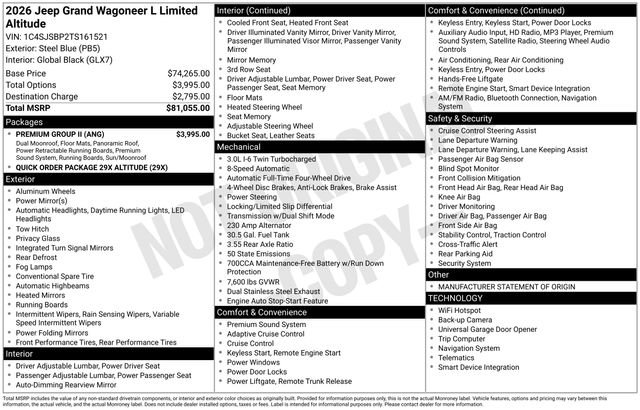 New 2026 Jeep Grand Wagoneer L Limited w/ Premium Group II image 36
