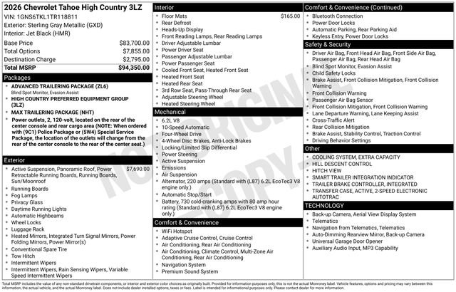 New 2026 Chevrolet Tahoe High Country AWD/4WD image 35