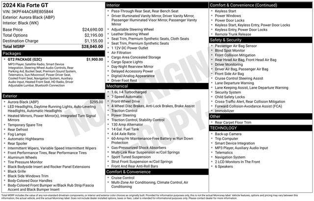 Used 2024 Kia Forte GT w/ GT2 Package FWD image 50