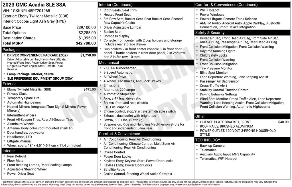 Used 2023 GMC Acadia SLE w/ Driver Convenience Package image 44