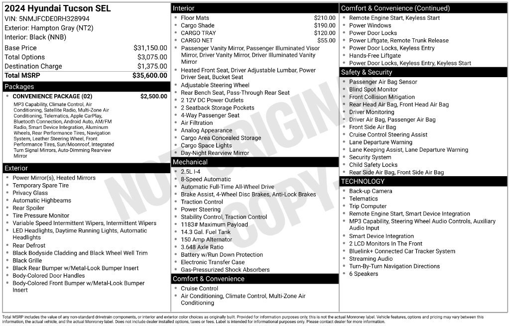 Certified 2024 Hyundai Tucson SEL w/ Convenience Package AWD/4WD image 3