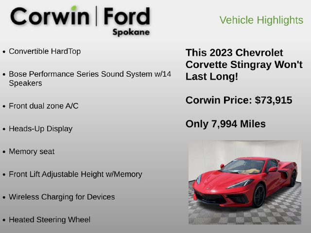Used 2023 Chevrolet Corvette Stingray Premium Conv w/ 3LT RWD image 6