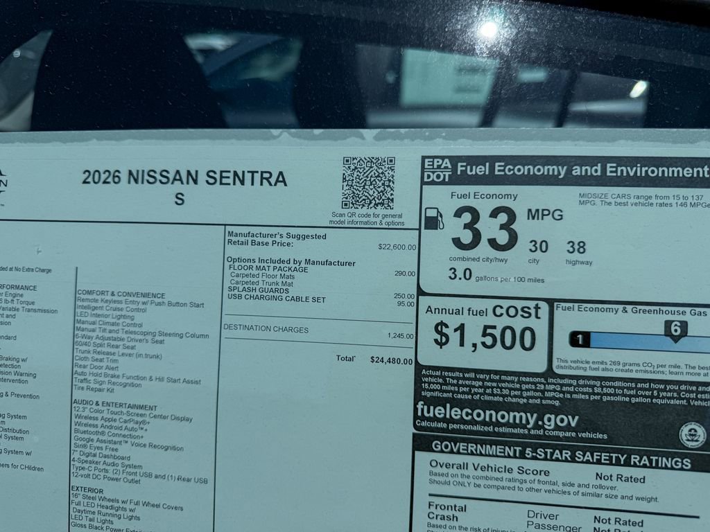 New 2026 Nissan Sentra S w/ Floor Mat Package FWD image 29