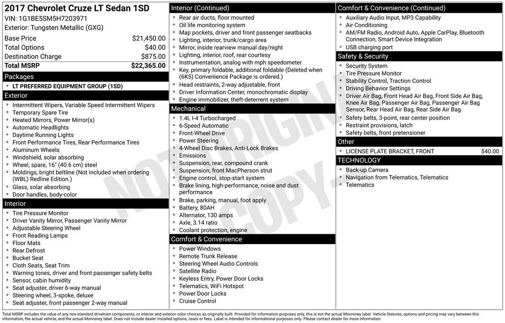 Used 2017 Chevrolet Cruze LT image 3