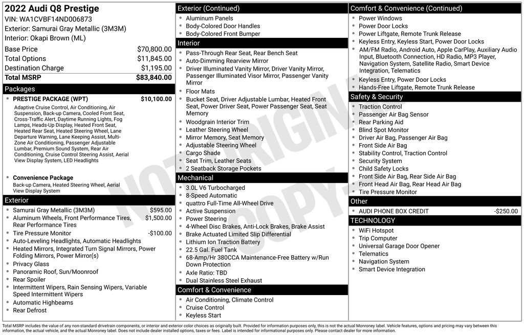 Used 2022 Audi Q8 Prestige w/ Prestige Package image 17