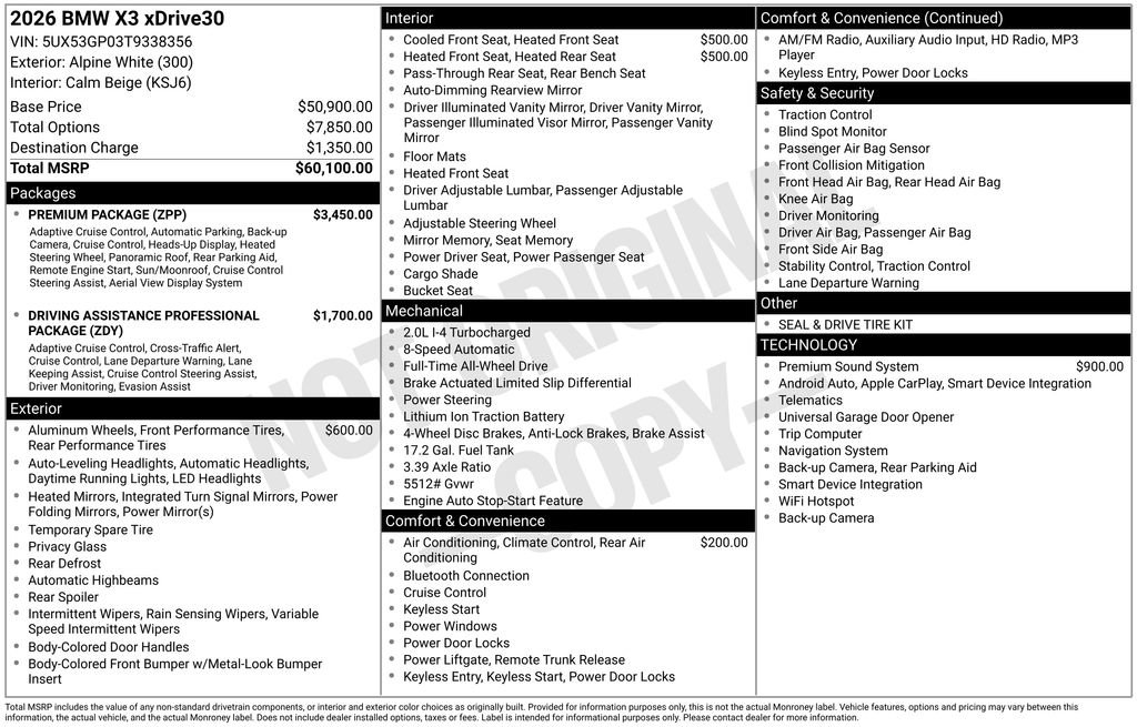 New 2026 BMW X3 xDrive30 w/ Premium Package image 2