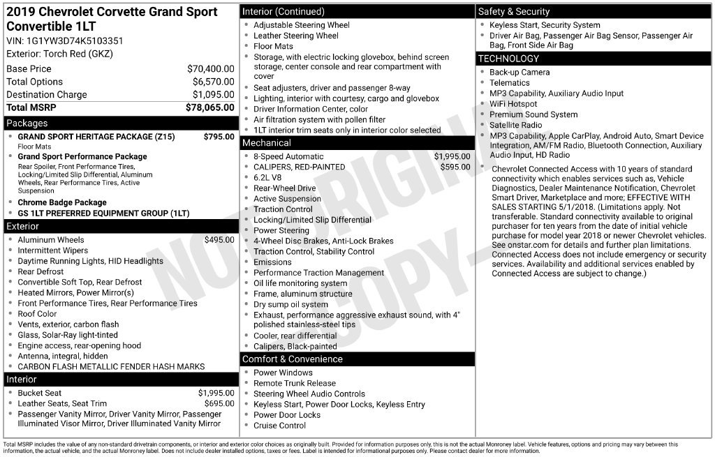 Used 2019 Chevrolet Corvette Grand Sport w/ Grand Sport Heritage Package RWD image 2