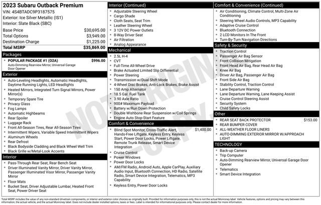 Used 2023 Subaru Outback Premium w/ Popular Package #1 AWD/4WD image 32