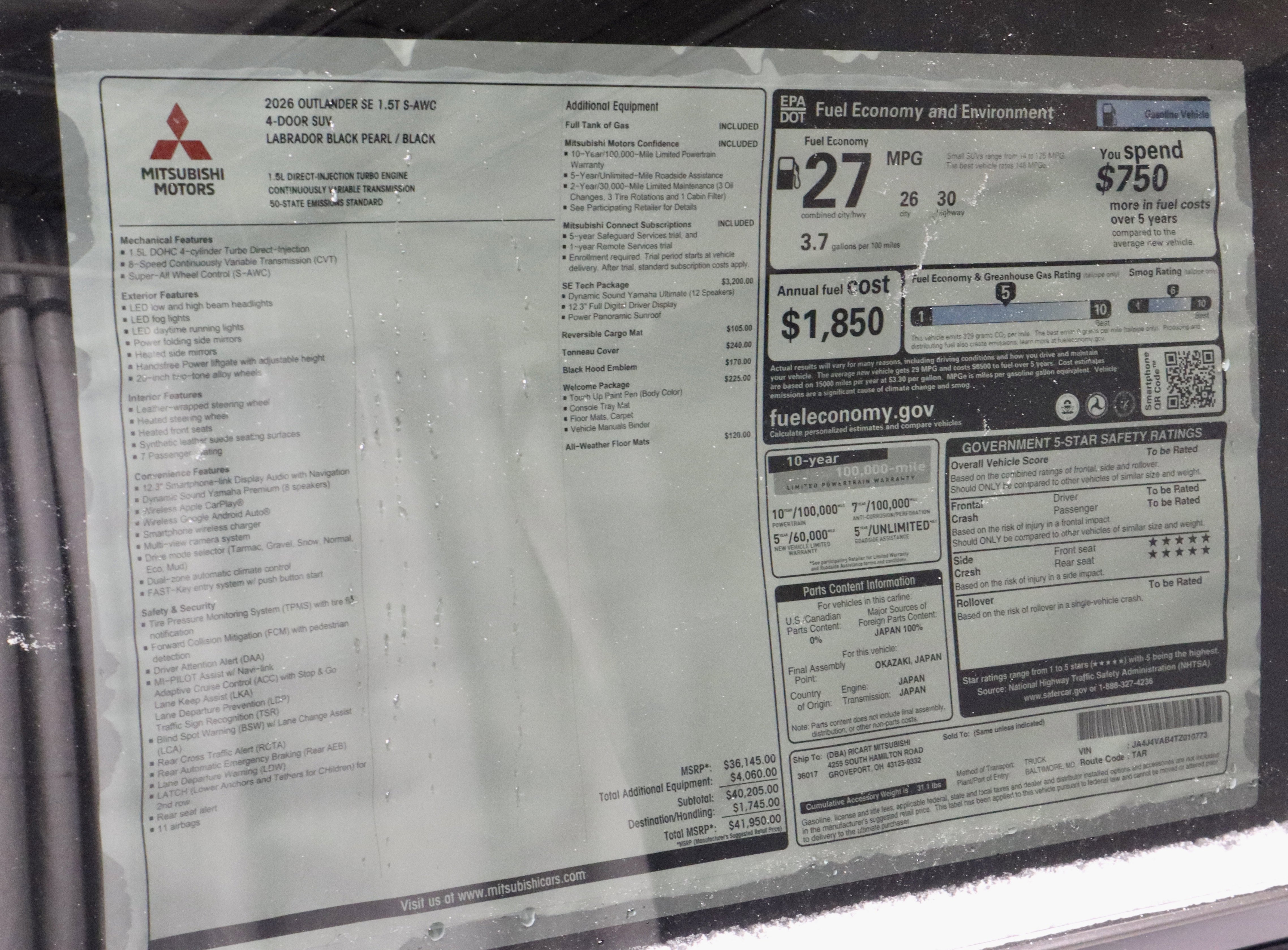 New 2026 Mitsubishi Outlander SE image 36