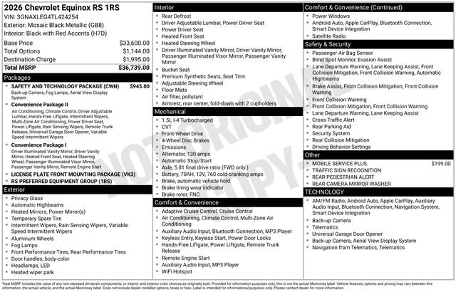 New 2026 Chevrolet Equinox RS w/ Safety and Technology Package image 26