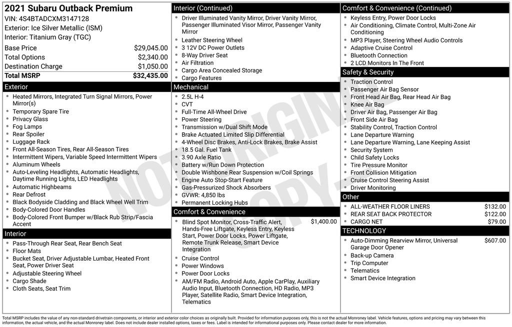 Used 2021 Subaru Outback Premium image 32