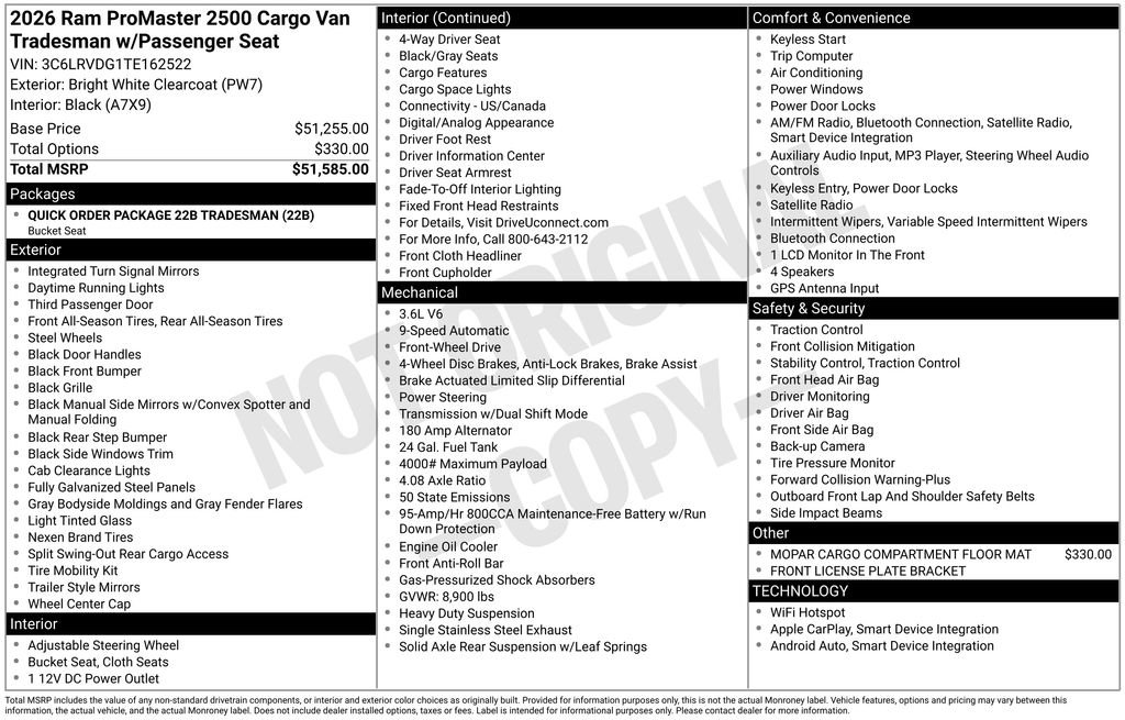 New 2026 RAM ProMaster 2500 image 2