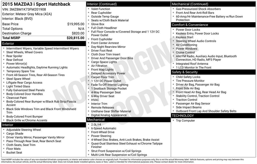 Used 2015 MAZDA MAZDA3 i Sport image 28