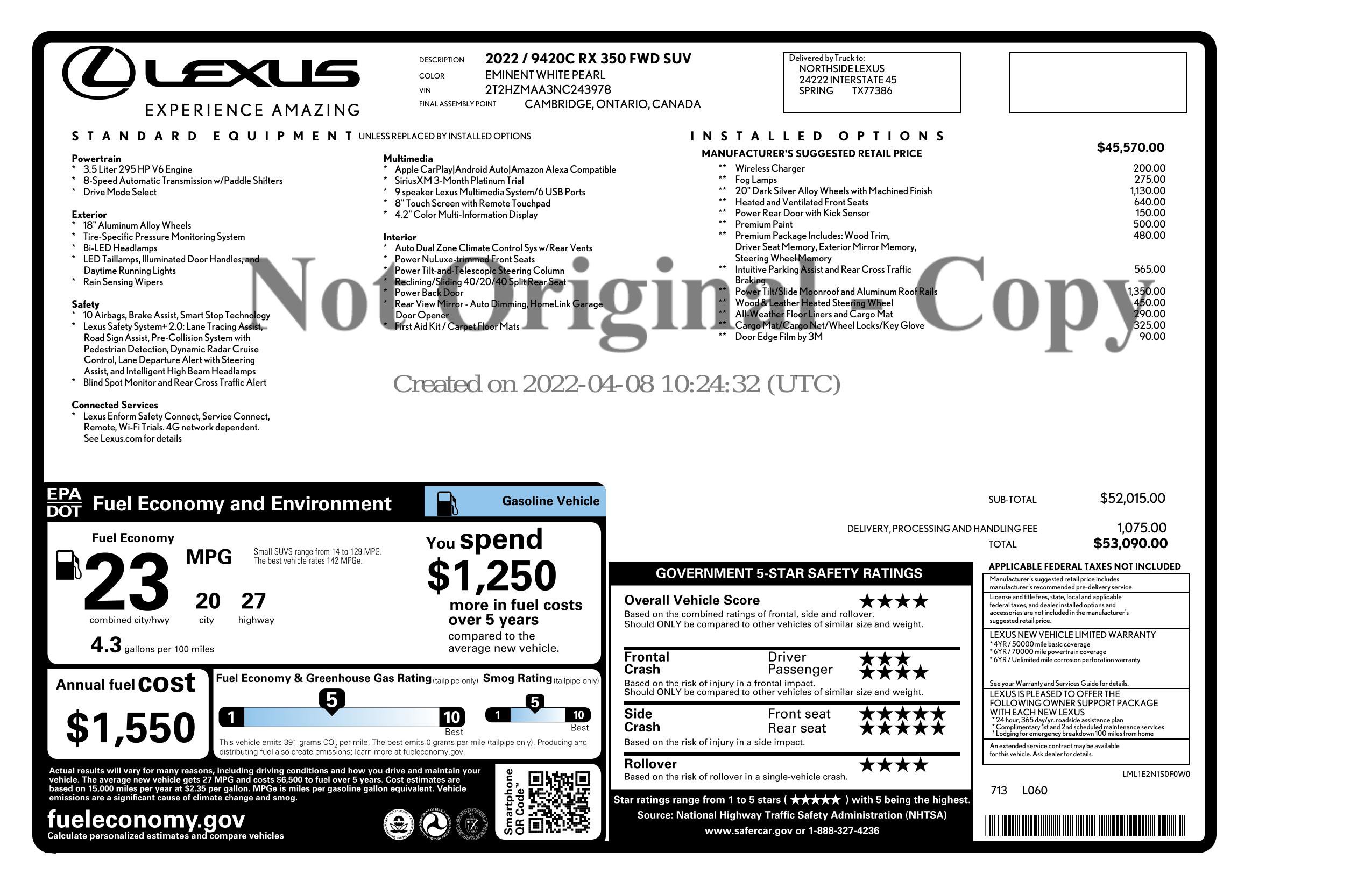 Used 2022 Lexus RX 350 FWD w/ Premium Package image 3