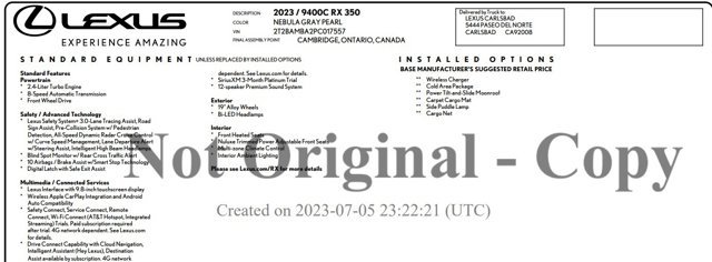 Certified 2023 Lexus RX 350 FWD w/ Cold Area Package image 3