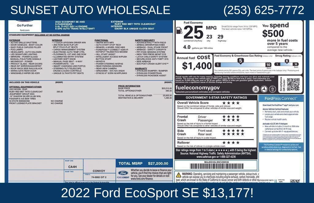 Used 2022 Ford EcoSport SE AWD/4WD image 42