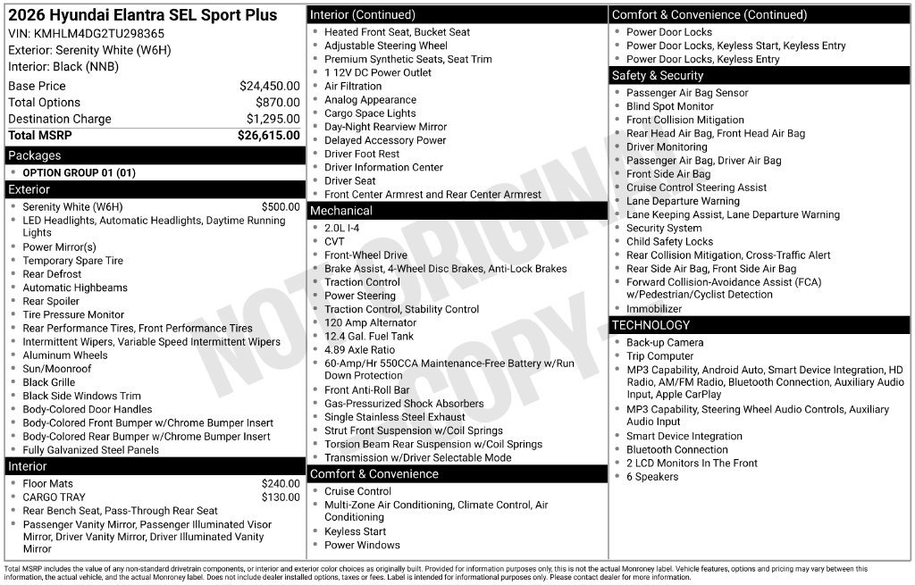 New 2026 Hyundai Elantra SEL Sport FWD image 24