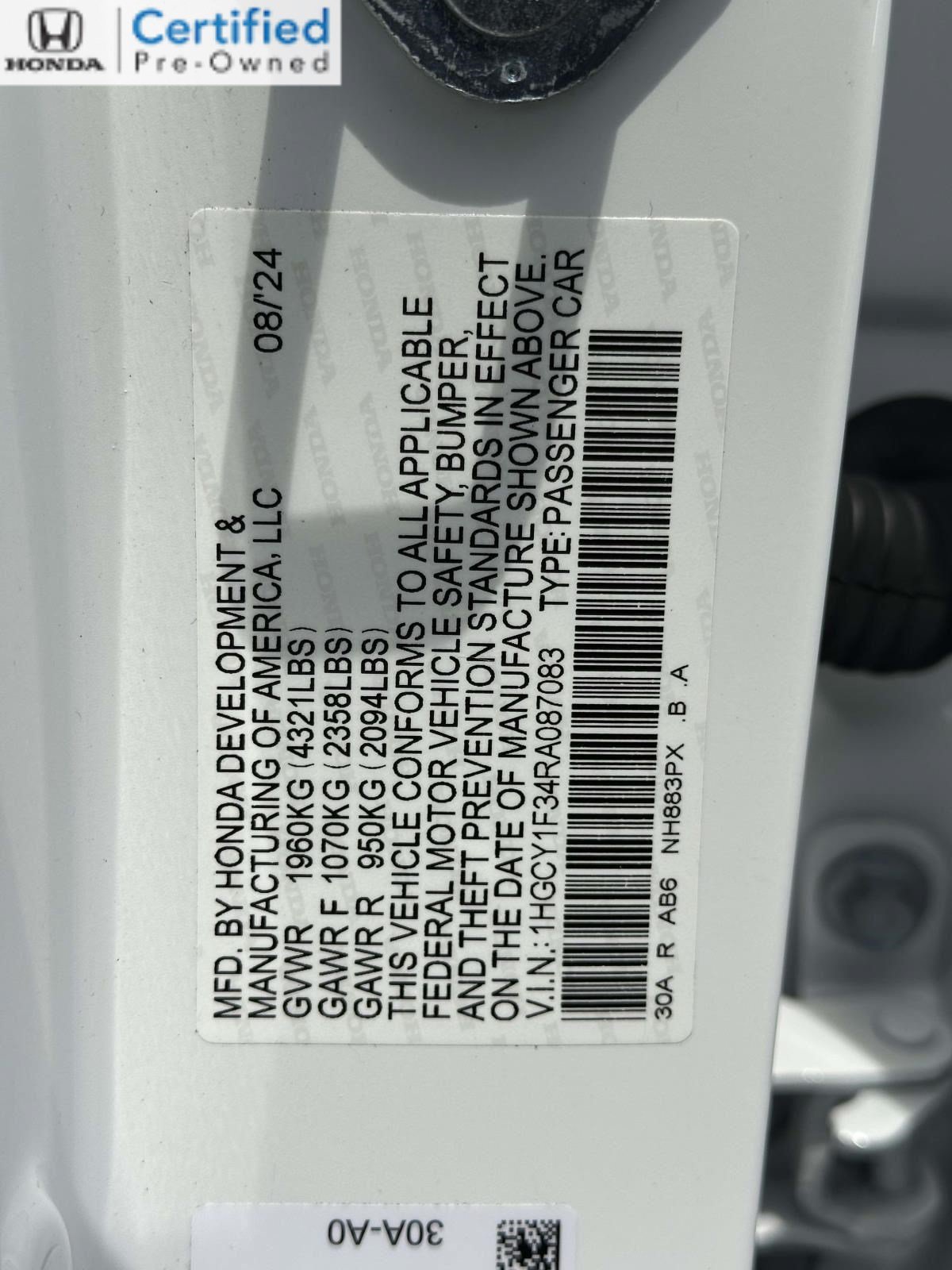 Certified 2024 Honda Accord EX image 29