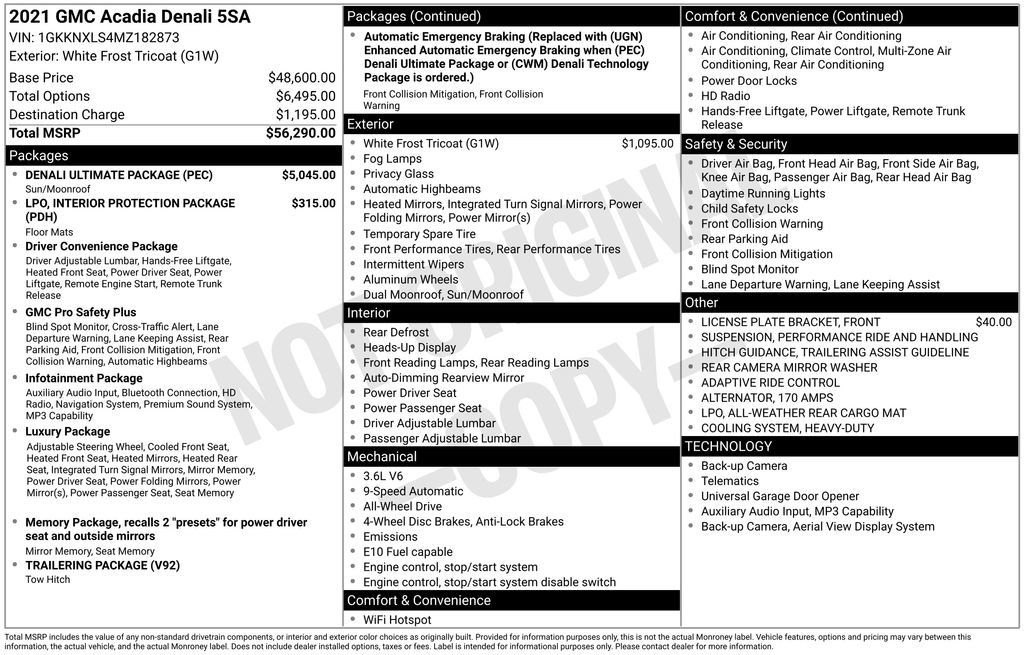Used 2021 GMC Acadia Denali w/ Denali Ultimate Package AWD/4WD image 9