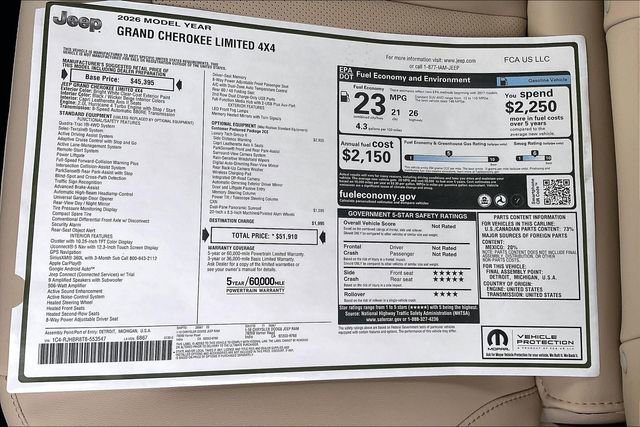 New 2026 Jeep Grand Cherokee Limited w/ Luxury Tech Group II image 16