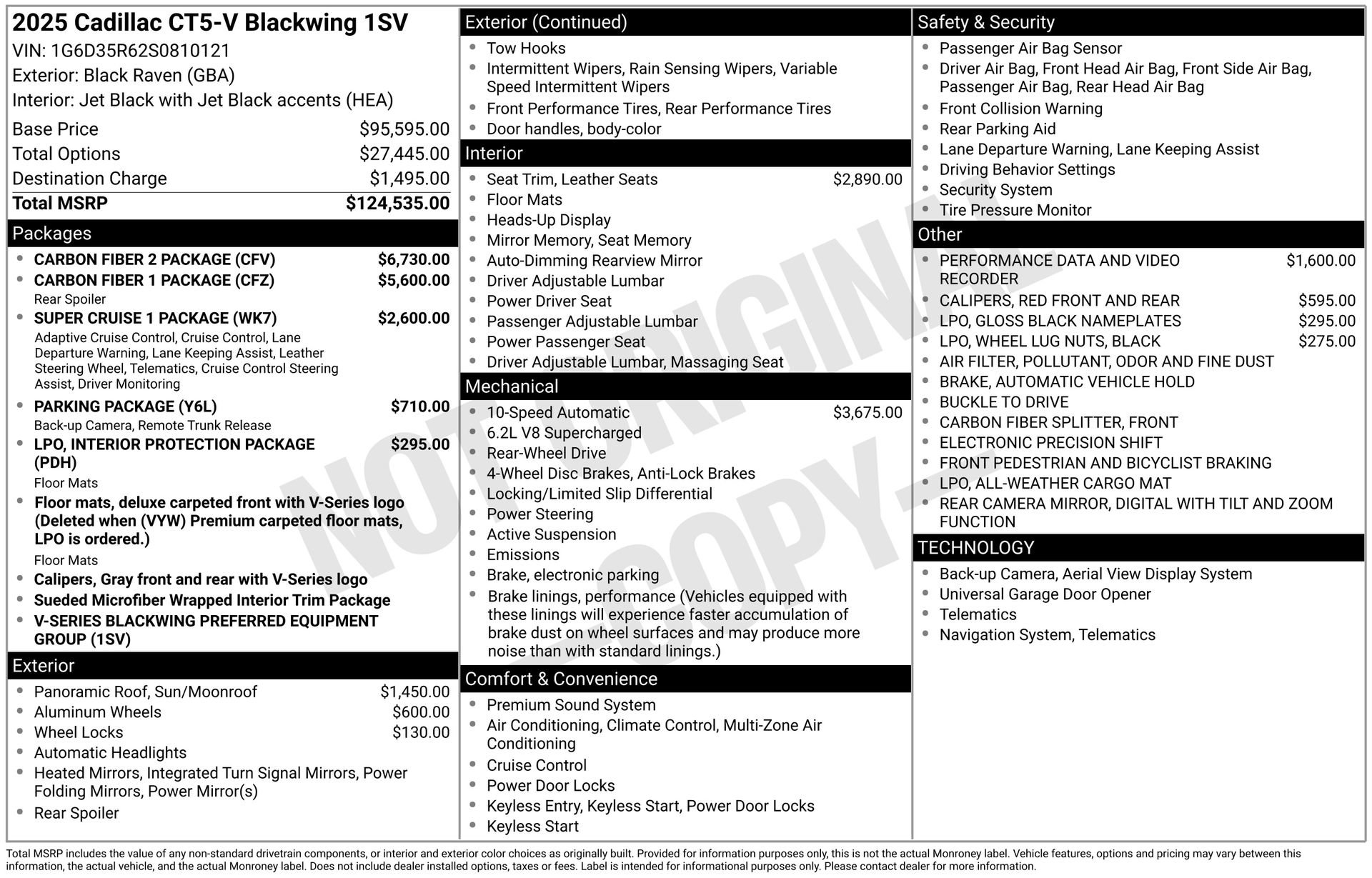 Used 2025 Cadillac CT5 V Blackwing w/ Carbon Fiber 2 Package RWD image 16