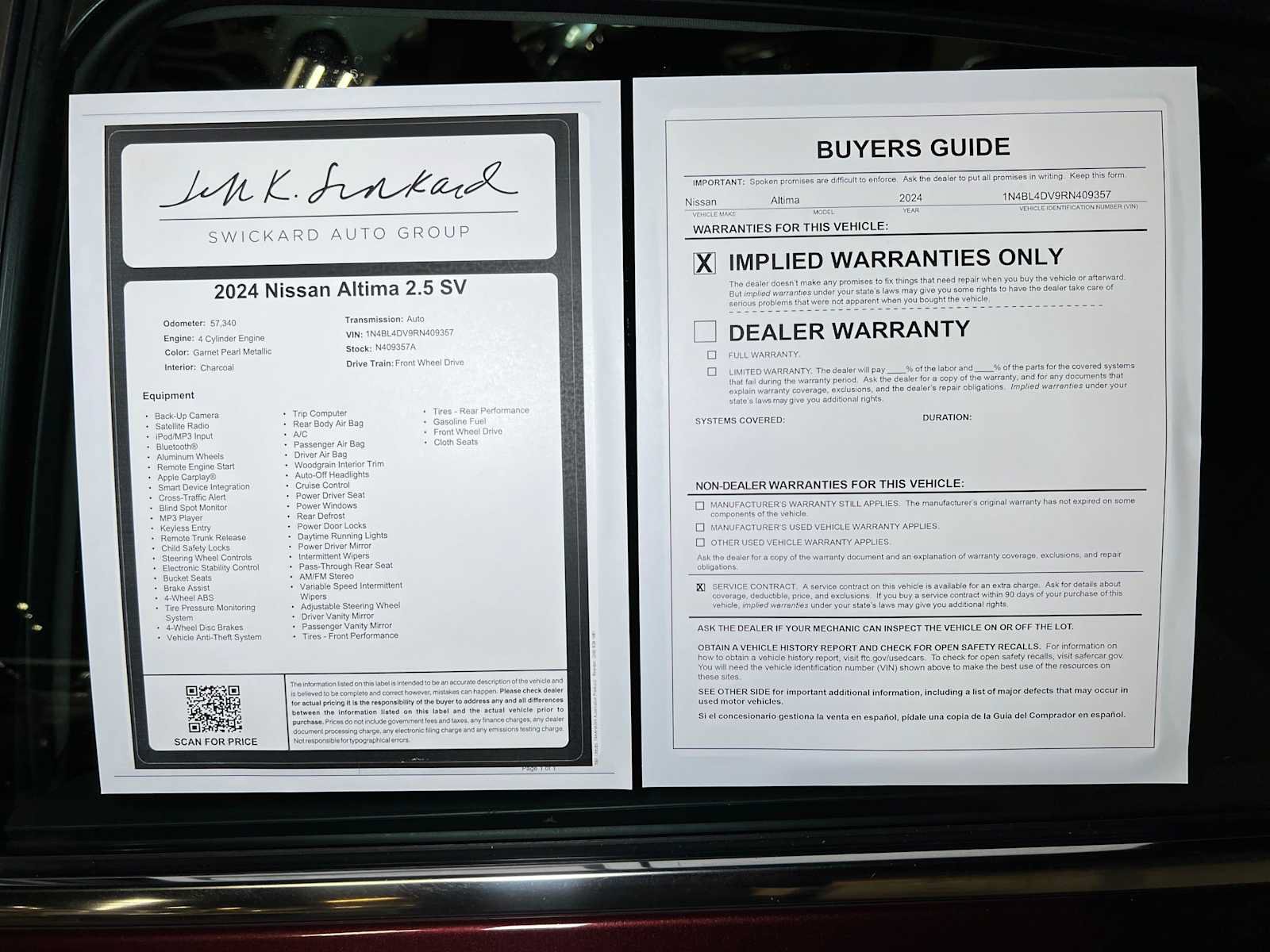 Used 2024 Nissan Altima 2.5 SV FWD image 40