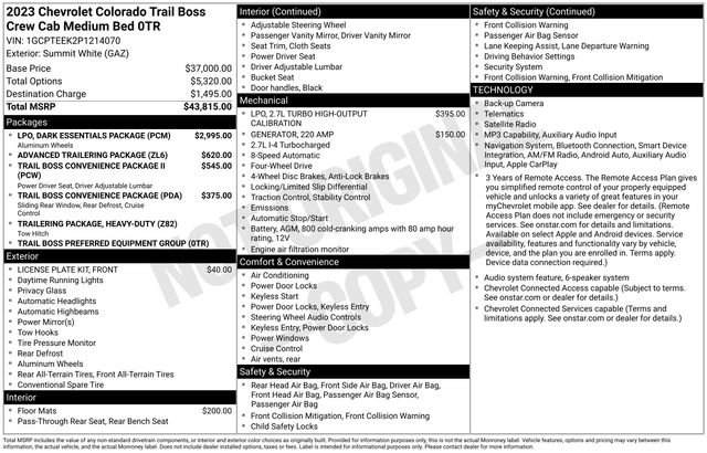 Used 2023 Chevrolet Colorado Trail Boss w/ LPO, Dark Essentials Package AWD/4WD image 10
