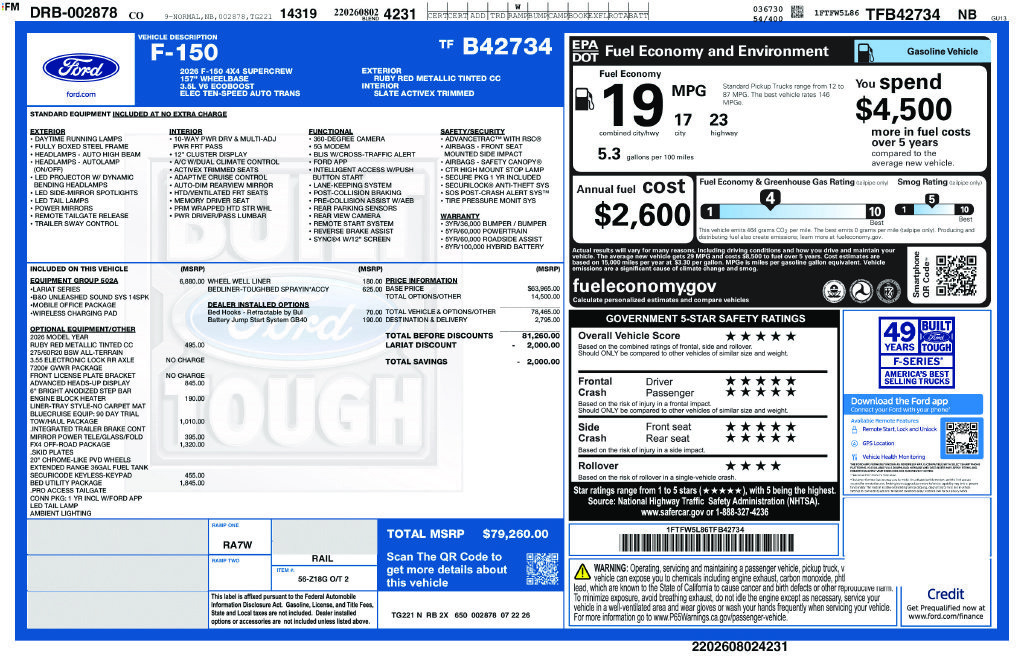 New 2026 Ford F150 Lariat w/ Equipment Group 502A High AWD/4WD image 23
