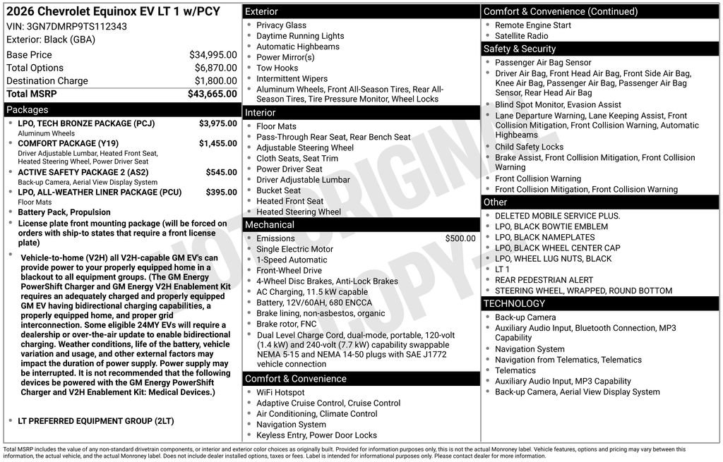 New 2026 Chevrolet Equinox EV LT w/ LPO, Tech Bronze Package FWD image 36