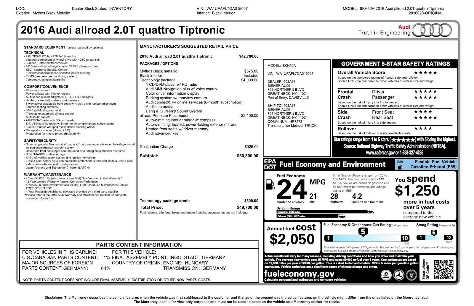 Used 2016 Audi A4 Premium Plus w/ Technology Package image 36
