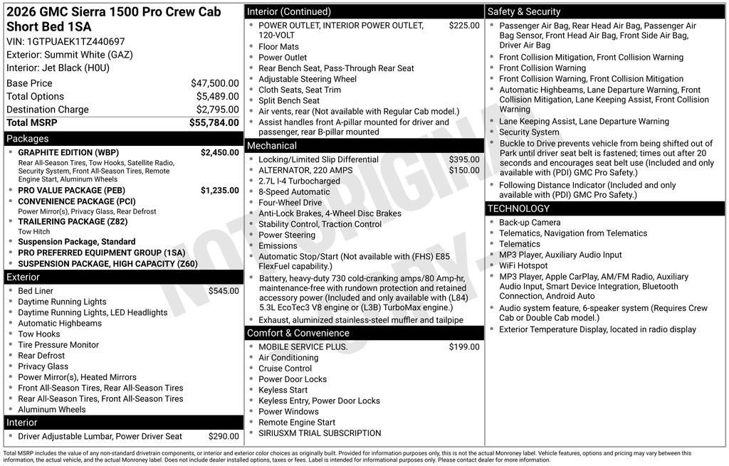 New 2026 GMC Sierra 1500 Pro w/ Graphite Edition AWD/4WD image 19